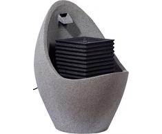 dobar Großer Design Garten-Brunnen mit Pumpe und LED´s, Polyresin, grau-schwarz, 49.5 x 49.5 x 66.5 cm, 96140e