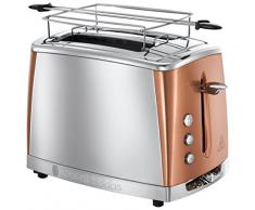 Russell Hobbs Toaster Luna Edelstahl/Kupfer, inkl. Brötchenaufsatz, 6 einstellbare Bräunungsstufen + Auftau- & Aufwärmfunktion, Schnell-Toast-Technologie, 1550W, 24290-56