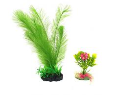 sourcingmap Kunststoff Aquatic Grass Aquarium Pflanze Dekoration, Grün/Gelb, 2-teilig