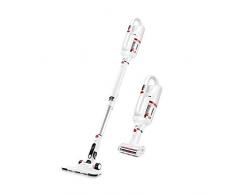 PUPPYOO T10 Mix beutel- und kabelloser Staubsauger (17.5 Kpa starke Saugkraft, Flexologie-Staubsauger Stiel, Tierhaarentferner-Staubsauger Aufsatz mit Lithium-Ionen Akku) Weiß & Rot