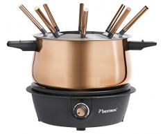 Bestron Fondue Set für bis zu 8 Personen, Stufenloser Temperaturschalter, Spritzschutz, Kupfer