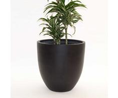 Pflanzkübel Blumenkübel Blumentopf Fiberglas rund konisch D60xH60cm elegant schwarz-matt.