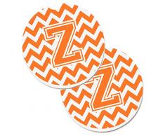 Caroline s Treasures Buchstabe Z Chevron orange & weiß Set von 2 Tasse Halterung Auto Untersetzer cj1046-zcarc, 2,56, multicolor