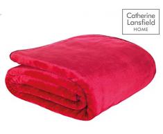 Catherine Lansfield Plain Raschel Überwurf 200 x 240 cm Rubinrot
