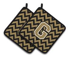 Carolines Treasures CJ1050-APTHD Topflappen, Buchstabe A, Chevron, Schwarz/Gold, 1 Paar Buchstabe G 7.5HX7.5W Chevron - Schwarz und Gold