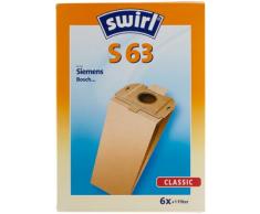 Swirl S 63 Spezialpapier Staubsaugerbeutel für Siemens und Bosch Staubsauger, Classic, 6 Stück inkl. Filter