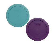 Pyrex 7201-PC Deckel für 4 Becher, rund, Kunststoff, Türkis, Violett, 2 Stück
