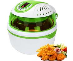 Syntrox Germany Turbo-Heißluftfritteuse Heißluftgarer Fritteuse Air-fryer mit LED-Display, 10 Liter Garraum, Fettfrei frittieren, grün