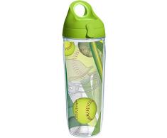 Tervis 1232572 Softballs Tumbler mit Wickel und limettengrünem Deckel, 680 ml, transparent