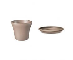 Scheurich No1 Style Pflanzgefäß Living Taupe Ø 30 cm, Höhe 25 cm, mit passendem Untersetzer