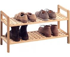 HomeTrends4You 843027 Schuhbank, 69 x 40 x 26 cm, Walnuss massiv geölt