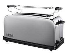 Russell Hobbs Toaster 2-Schlitz-Langschlitz Adventure, 2 extra breite Langschlitzkammern für 4 Toastscheiben, inkl. Brötchenaufsatz, 6 einstellbare Bräunungsstufen + Auftaufunktion, 1600W, 23610-56
