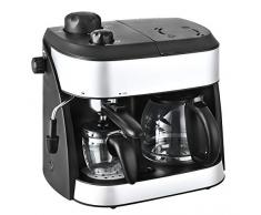 Team Kalorik 2-in-1 Kaffee- und Espressomaschine, Inklusive 2 Glaskannen (1,25 l + 0,24 l), 1800 W, Schwarz/Silber, TKG EXP 1001 C