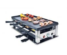 Solis Grill 5 in 1, Raclette/ Tischgrill/ Wok/ Crêpes/Pizza, 8 Personen, Edelstahl, Table Grill 5 in 1 (Typ 790)