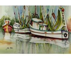 Caroline s Treasures jmk1067plmt Ocean Springs Shrimper Stoff Tisch-Sets, multicolor