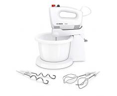 Bosch MFQ2600W CleverMixx Handrührer, 375 Watt, Schüssel mit Geräteständer, 4 Stufen, weiß/rot