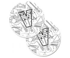 Caroline s Treasures Buchstabe V Musical Note Buchstaben Set von 2 Tasse Halterung Auto Untersetzer cj2007-vcarc, 2,56, multicolor