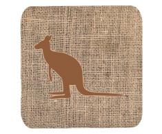 Caroline s Treasures bb1008-bl-bn-fc Känguru Jute und braun Schaumstoff Untersetzer (4 Stück), 8,9 cm H x 8,9 cm W, multicolor