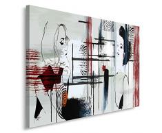 Feeby, Wandbild - 1 Teilig - 60x80 cm, Leinwand Bild Leinwandbilder Bilder Wandbilder Kunstdruck, MODERN, FRAU, STRICHE, SCHWARZ, GRAU