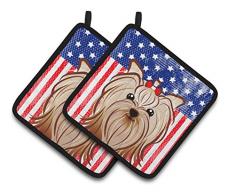 Caroline s Treasures American Flagge & Yorkie yorkishire Terrier Paar Topflappen bb2134pthd, 7.5hx7.5 W, multicolor