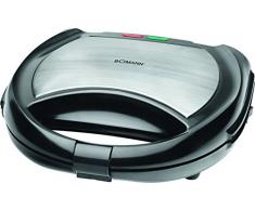 Bomann ST/WA 1364, 3in1 Sandwichmaker / Waffelautomat / Kontaktgrill, inkl. 3 antihaftbeschichteter Wechselplatten, Edelstahleinlage, schwarz