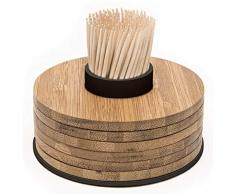 ADOMO pv-bam-0905 A domo Point-Virgule Untersetzer von Tore bleuzé 6 Stück auf toothpickholder schwarz 9 x 9 x 5 cm, Bambus, braun