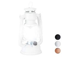 Relaxdays Sturmlaterne LED, Retro Sturmlampe als Fensterdeko oder elektrische Gartenlaterne, batteriebetrieben, weiß