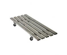 WAGNER Pflanzenroller Vintage 79 x 29 cm I Pflanzenroller & Blumenroller für Außenbereich + Innenbereich, Kiefer grau I Kübelroller aus Holz I Tragkraft 150 kg I Made in EU – 20087901