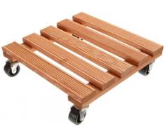 WAGNER Pflanzenroller - TOSCANA - Kiefer geriffelt, FSC, terracotta lasiert, 30 x 30 x 8,5 cm, Tragkraft 150 kg - 20015301