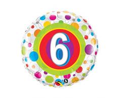 Qualatex Folienballon 41102 Alter 6 bunte Punkte, 45,7 cm farbenreiche