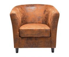 Sessel Africano Vintage Econo, bequemer, moderner Relaxsessel im Vintage-Stil, Loungesessel, TV Chillout Cocktailsessel, Couch Design Polstersessel hellbraun (H/B/T) 72x77x83cm