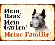 Schatzmix Mein Haus! Mein Garten! Meine Familie! Dogge Hund Metal Sign deko Schild Blech Garten