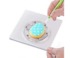 Kasmoire Drehteller zum Dekorieren von Plätzchen, mit rutschfester Silikon-Matte, lässt sich reibungslos drehen und praktisch, 14,7 x 14,7 cm, dicker, Acryl, quadratisch