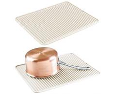 mDesign 2er-Set rutschfestes Abtropfgestell – Abtropfmatte aus Silikon für Töpfe und Geschirr – spülmaschinengeeigneter Geschirrabtropfer für die Küche – cremefarben