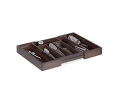 Relaxdays Besteckkasten Schublade, ausziehbar, variable Breite, 5 bis 7 Fächer, Bambus, HBT: 5x48x33,5cm, dunkelbraun