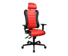 Topstar Sitness RS BÃ¼ro-/Gaming-/Schreibtisch- Stuhl, inkl. Armlehnen und KopfstÃ¼tze, Stoff, rot / schwarz, 60 x 68 x 139 cm