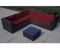 Baidani Rattan Garten Lounge Surprise integrierter Stauraum, Schwarz (Rot)