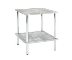 HAKU Möbel 15666 Beistelltisch, Metall, Chrom-Betonoptik, 39 x 39 x 45 cm