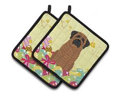 Caroline s Treasures Ostern Eier Mastiff gestromt Paar Topflappen, 7.5hx7.5 W, multicolor