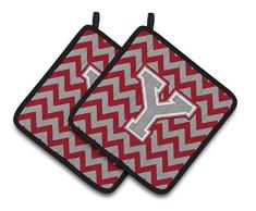 Caroline s Treasures Buchstabe Y Chevron Crimson & Grau Paar Topflappen cj1043-ypthd, 7.5hx7.5 W, multicolor
