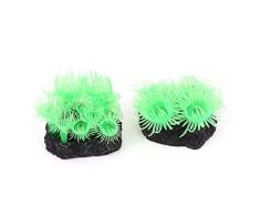 sourcingmap Silikon Aquarium Künstliche Wasser Pflanze Decor, 1.4-inch, grün, 2-teilig