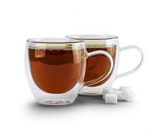 Ambition 96858 Doppelwandige Mia 2 St. 250 ml Latte Macchiato Gläserset Kaffeetassen aus Glas mit Henkel Thermoglas Cappuccino Kaffee Tee Milch perfekte Geschenkidee, 250 milliliters