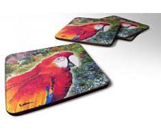 Caroline s Treasures 8603 FC Parrot Schaumstoff Untersetzer (4 Stück), 8,9 cm H x 8,9 cm W, multicolor