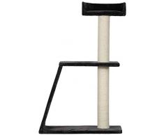 Wouapy – Kratzbaum Simba – Spiel- und Ruheplatz aus Sisal und Kunstpelz – Pfosten aus Sisal zum Kratzen – Tablett zum Beobachten der Umwelt – Einheitsgröße – Anthrazit