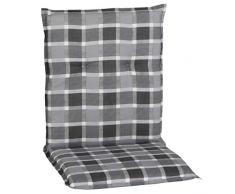 greemotion Stuhlauflage Almeria, Sitzkissen für Niedriglehner, Polster aus Polyester und Baumwolle, Kissen in Grau kariert, MaÃe: 98 x 5,5 x 50 cm
