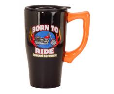 Spoontiques 11918 Born to Ride Travel Mug Becher, keramik, schwarz