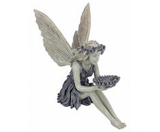 Design Toscano Die Sonnenblumenfee Gartenstatue Vogeltränke, Polyresin, stein, 51 cm