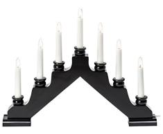 Konstsmide Traditionelle Willkommen Weihnachtsleuchte/schwarz lackiertes Holz/Innen (IP20) / 230V Innen / 7 Kerzen mit klaren Birnen/weißes Kabel mit Ein-/Ausschalter