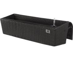 GARTENFREUDE Polyrattan Balkonkasten Blumenkasten, 82 x 25 x 22 cm, mit Bewässerungssystem, anthrazit