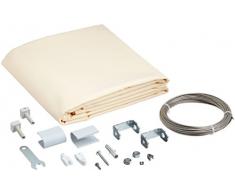 Floracord Sonnensegel Bausatz Universal - 420x140cm, Segelfarbe elfenbein, Bausatz mit 14 Edelstahlseil und Sonnensegel mit 34 Laufhaken, Polybag, beige